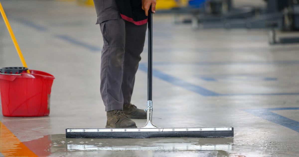 clearing water on warehouse floor