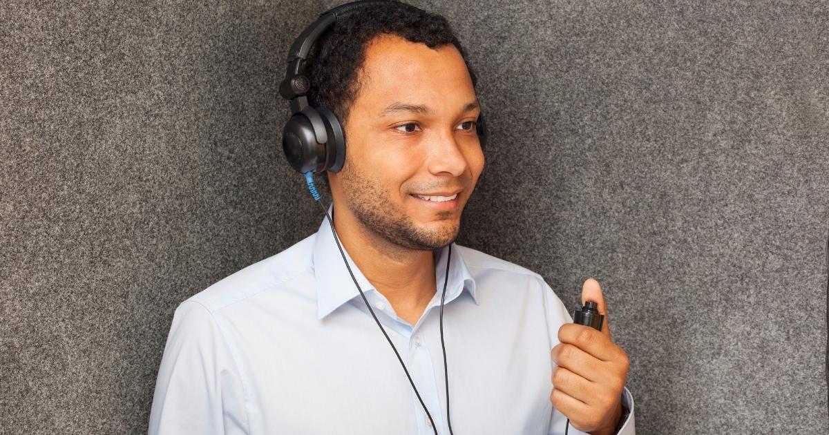 person taking audiogram hearing test