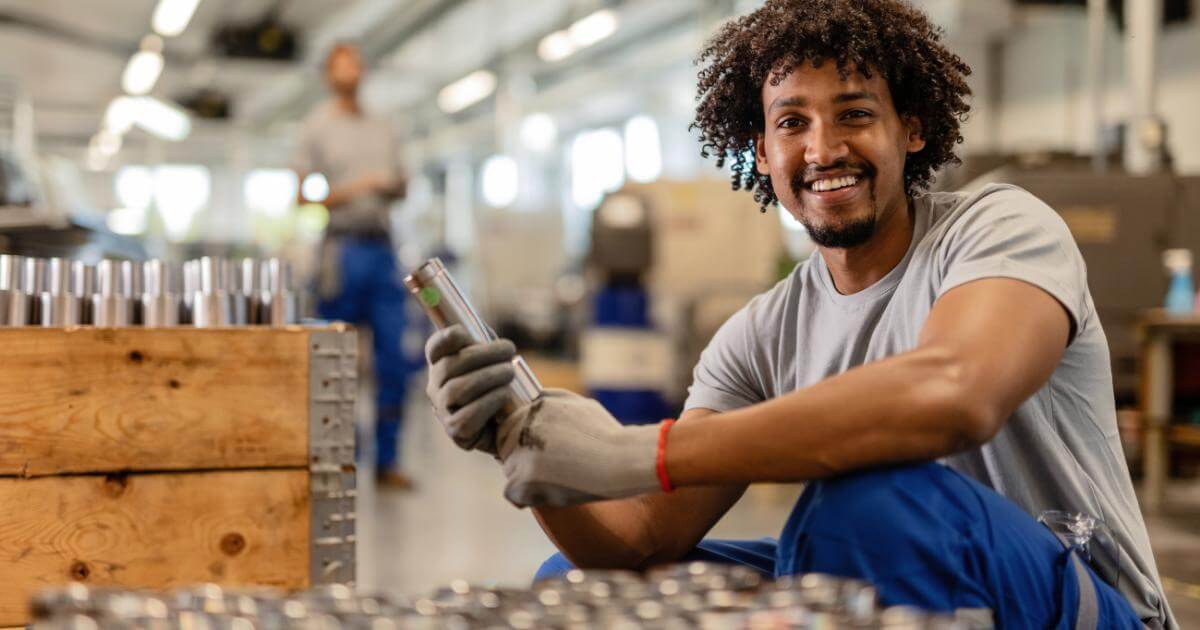 smiling manufacturing worker