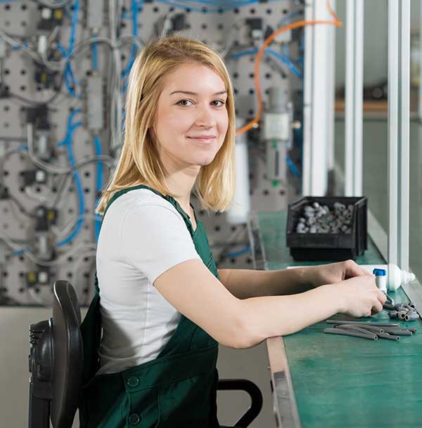 Girl assembling a product