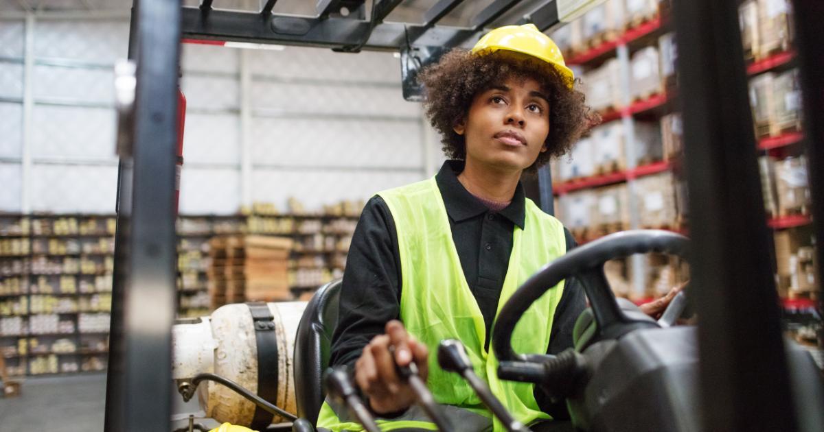 woman on forklift